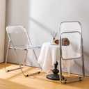 Suzile 2 Pcs Acrylic Folding Chairs Clear Transparent Stackable Dining Chairs Modern Armless Event Seat Plastic Living Room Seat for Home Living Room Inside Outside