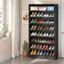 Tribesigns Shoe Cabinet, 9 Tiers 40-45 Pairs Heavy Duty Wood Freestanding Shoe Storage Cabinet, 70.8'' Tall Shoe Cabinet with Open Storage for Entryway, Black