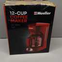 MUELLER HOME 12-Cup Red Coffee Maker - Perfect for Home or Office, Borosilicate Carafe, Auto-Off, Reusable Filter, Anti-Drip, Keep-Warm Function, Clear Water Level Window, Red Kitchen Accessories