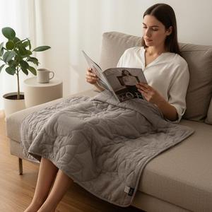 ZonLi Weighted Lap Blanket 3lbs for Meditation, Yoga, Napping, Sleeping and Travel, Cotton Weighted Blanket for Adults, Skin Friendly & Machine Washable, 29x24 inches, Light Gray