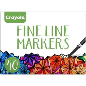 Crayola Fine Line Markers for Adults (40ct), Skinny Marker Set for Adult Coloring Books, Stocking Stuffer for Teens, Aesthetic Art Supplies, Stress Relief Activity