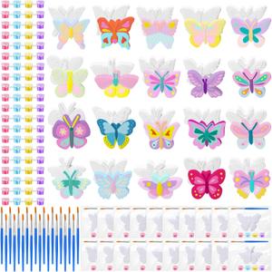 JellyArch 20 Set Butterfly DIY Painting Kit Summer Ceramic to Paint Your Own Butterfly Statues Unpainted Plaster Figurines Brushes Acrylic Paints Bags Party Favor for Adults