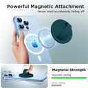 Upgraded Magnetic Phone Grip, Liquid Silicone Soft and Portable, Removable Finger Loop Ring Grip Holder for iPhone, Strong Magnetic Attraction, Compatible with MagSafe Phone Case, Dark Green