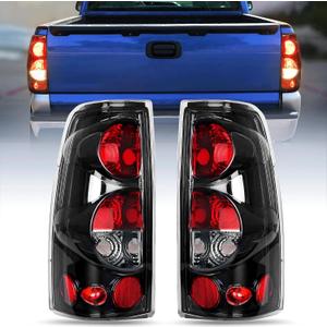 Nilight Taillight Assembly Compatible with 1999 2000 2001 2002 2003 2004 2005 2006 2007 Chevy Silverado 1999-2002 GMC Sierra Rear Lamp Classic Body OE Style Black Housing Clear Lens