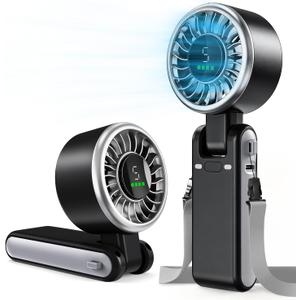 AWOAWO Portable Handheld Fan, 5 Gear Wind, Battery Operated, Up to 13 Working Hours, Mini Personal Hand Fan Blow Cold Air for Travel, Beach, Vacation & Outdoor Activities (Black)