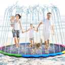 Lewtemi 8 ft Giant Nonslip Splash Pad 96" for Adult Kids and Dog, Thicken Sprinkler Pool Summer Outdoor Water Playmat for Backyard, Fun Backyard Fountain Pad(Cute)