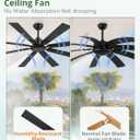 ZMISHIBO 65 Inch Outdoor Ceiling Fans No Light with Remote, Damp-Rated | Humidity-Resistant 8 Blade, 6-Speed Reversible DC Motor, Black Modern Ceiling Fan Without Light for Patio Porch Gazebo Garage