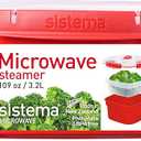 Sistema Microwave Food Steamer with Removable Steamer Basket | Large 3.2 L | Red/Clear