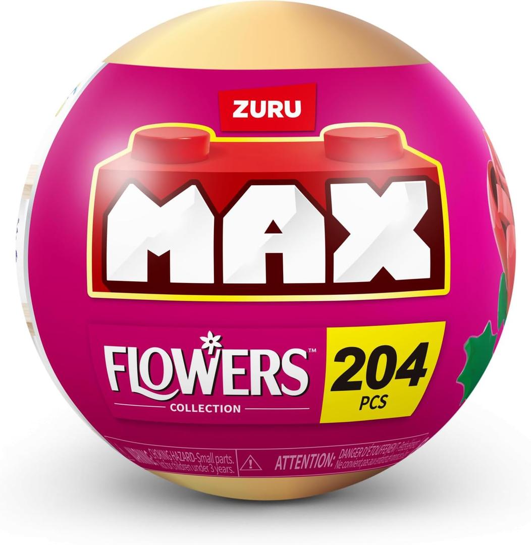 ZURU MAX Premium Garden Building Bricks Collection, Long Flowers Set with 2 Flowers, up to 233 Pieces, 10 Designs to Collect