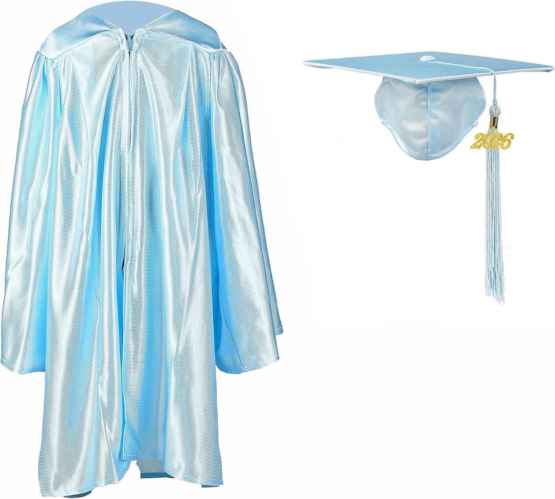 FtyFty Shiny Kindergarten Graduation Cap and Gown Set (Blue)