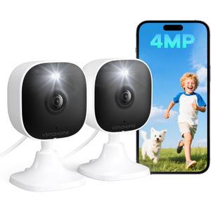 4MP Outdoor Cameras for Home Security, Outdoor Security Camera Indoor, 2.4g/5g Cameras for House/Pet/Baby, Plug and Play, Support 128G Card Storage (Not Included), Wired, 2PCS