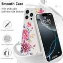 LEOMAKRON for iPhone 16 Pro Max Case Purple Floral Flowers Pattern White