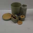 CERBIOR Bathroom Accessories Set 6 Piece Bamboo Bath Ensemble Includes Soap Dispenser, Toothbrush Holder, Toothbrush Cup, Soap Dish for Decorative Countertop and Housewarming Gift, Sriral Green