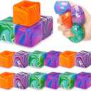 16 Pcs Stress Cube Bulk Ice Cube Stress Ball Anxiety Relief Soft Squeeze Sensory Ball for Party Favors Prizes Goodie Bag Stuffers (Pink,Purple,Green,Orange)
