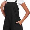 Womens Short Overalls Adjustable Strap Drawstring Waist Sleeveless Shorts Jumpsuits Summer Beach Vacation Jumpers (Black, XL)