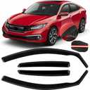 in Channel Window Rain Guards Fits for Honda Civic 2016-2021 Sedan 4-Door | Durable Window Visors Wind Deflector Vent Shade Shields, 2017 2018 2019 2020 2021-4PCS