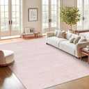 Valenrug Washable Rugs 6x9 - Non Slip 6x9 Area Rugs for Living Room, Stain Resistant Area Rugs for Bedroom, Foldable Machine Washable Area Rug(6'x9', Light Pink)