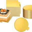 100pcs Mini Golden Cake Boards Round and Square Mousse Cupcake Base Paper Plates Dessert Board Circle Base for Cake DIY, Baking Dessert Party Wedding Birthday