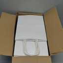 Joybe 100 Pack 8x4.75x10 Inch Medium White Kraft Paper Bags with Handles Bulk, Craft Paper Gift Bags for Party Favors Grocery Retail Shopping Business Goody Merchandise Take Out Blank Sacks (100pcs)