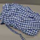 Womens Striped Summer Dress Elegant Ruffled Sleeve Button Down Tie Waist Maxi Shirt Dresses (Small, Plaidblue)