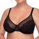 HSIA Minimizer Bras for Women Enchante Full Coverage Underwire Bras Plus Size Lifting Floral Lace Bra for Heavy Breast (Black)
