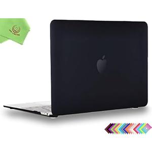 UESWILL Smooth Soft Touch Matte Hard Shell Case Cover Compatible with MacBook 12 inch with Retina Display (Model: A1534) + Microfibre Cleaning Cloth, Black 