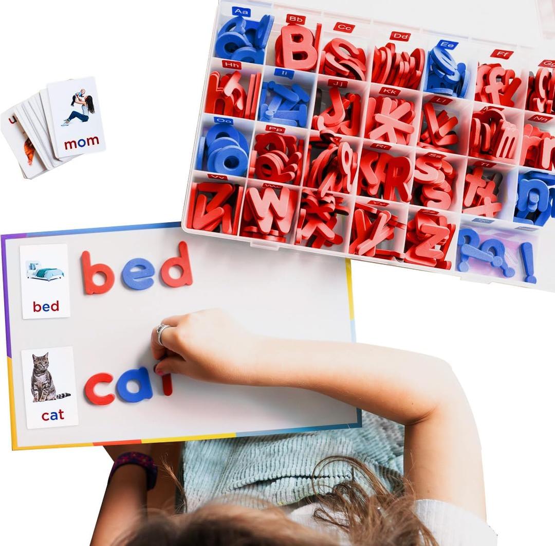 Magnetic Foam Letters for Kids - Classroom Alphabet Letters Kit 284 Pcs with CVC Cards - Montessori ABC Board Magnets