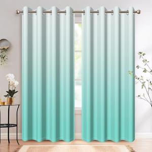 TYLCLTX Teal Ombre Bedroom Curtains Blackout Curtains Room Darkening Thermal Insulated Window Drapes for Living Room 4 Panels 42x63inch