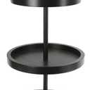 Wooden 3 Tiered Tray Stand, Farmhouse Round Black 3 tier Decorative Tray for Home Kitchen Table Decor, Serving Tray for Coffee Bar Party Weddding Holiday Decorations Fruits and Cupcake Display