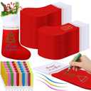 60 Pcs 15 Inch Felt Christmas Stockings and 60 Pcs 10 Colors Glitter Pens Christmas Stockings Hanging Ornaments White Cuff for DIY(Red)