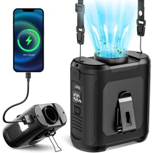 2025 Portable Personal Waist Fan &Neck Fan - Up to 40H Runtime 10000mAh Rechargeable Clip-On Fan, 16000RPM Brushless Motor, 5 Speeds Hands-Free Use, Personal Body Cooling for Camping/Worksites/Outdoor (Black)
