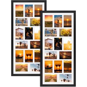 MEBRUDY 4x6 Collage Picture Frames with 15 Openings, 2 Pack Black Multi Photo Frames Display 4 x 6 Pictures with Mat for Wall Mounting, Irregularly Style