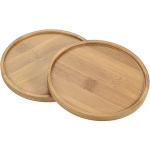 PATIKIL Plant Pot Saucer, 2 Pack 5 Inch OD Bamboo Round Flower Drip Tray for Indoors