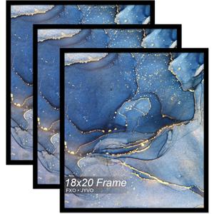 Fxojyvo 18x20 Picture Frame Set of 3, Black Frame for 18 x 20 Inch Picture Poster Photo, Light Weight and High Transparent 18 by 20 Frame for Wall - 3 Pack/Black/18 x20
