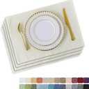 Home Brilliant Placemats Set of 4 Dining Table Placemat Washable Place Mats, 13 x 19 inches, Cream