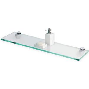 Fab Glass and Mirror Rectangle Floating Glass Shelf Kit Tempered 3/8" Thick with 2 Free Chrome Brackets, 12" L x 42" W