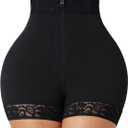 FeelinGirl Body Shaper for Women Butt Lifting Shapewear Tummy Control Panties with Hook Zipper Closure (Large, Black)