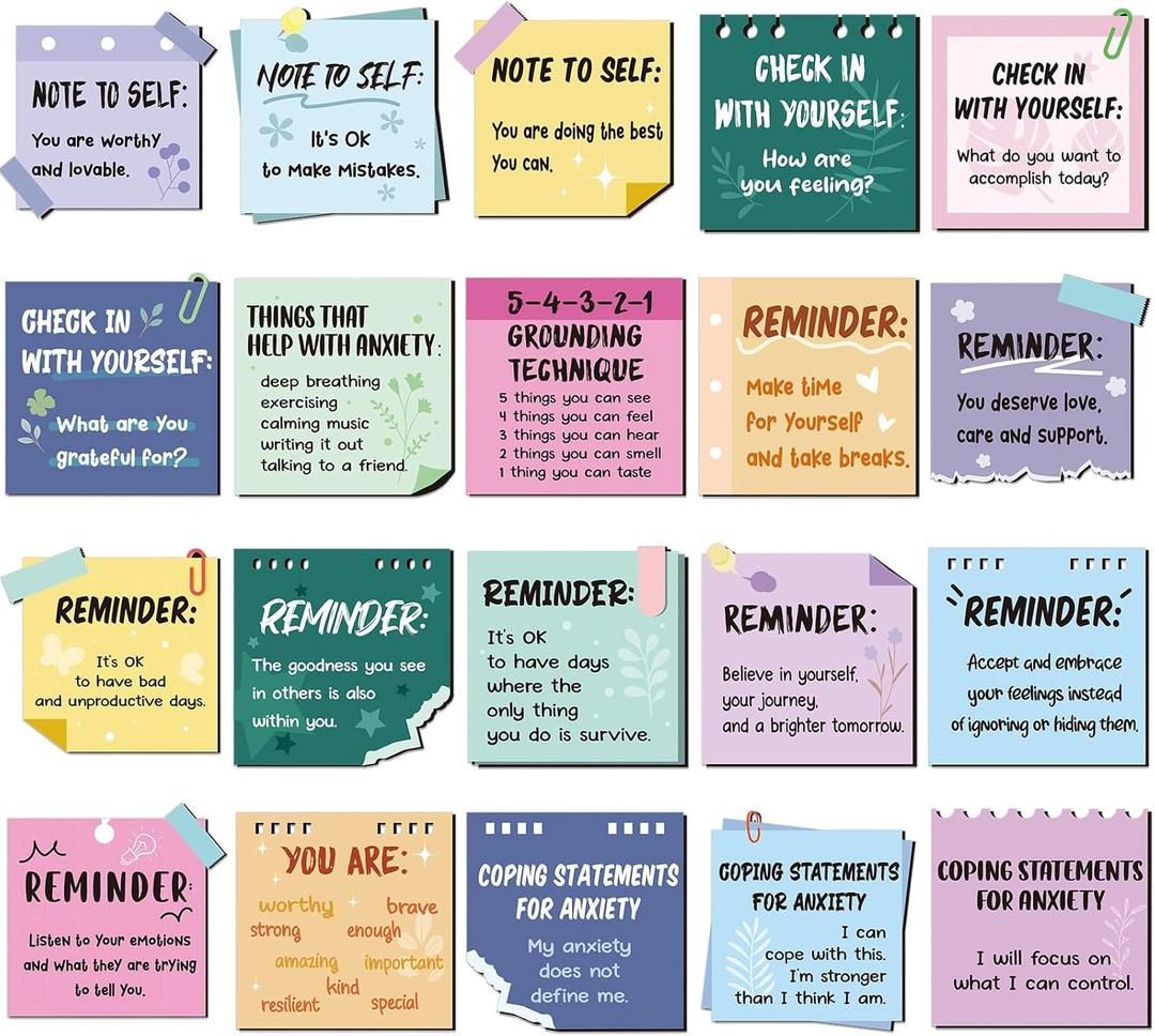 300 Pcs Mental Health Stickers Motivational Affirmation Stickers Mental Health Awareness Items Positive Waterproof Laptop Water Bottle Reminder Feelings Decor for Adult Employees(Vibrant Color)