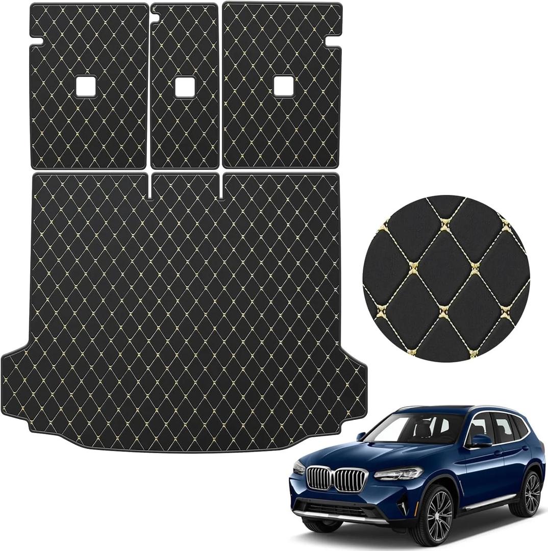 Trunk Mat & Backrest Mat for 2018-2024 BMW X3 - TTX Lighting Custom Fit PU Leather Cargo Liner with Back Seat Cover Protector - All Weather Cargo Mats X3 Accessories
