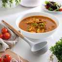 Silicone Soup Ladle - with Wooden Handle, Non-Stick Cookware Heat Resistant Kitchen Utensil - Silver Gray