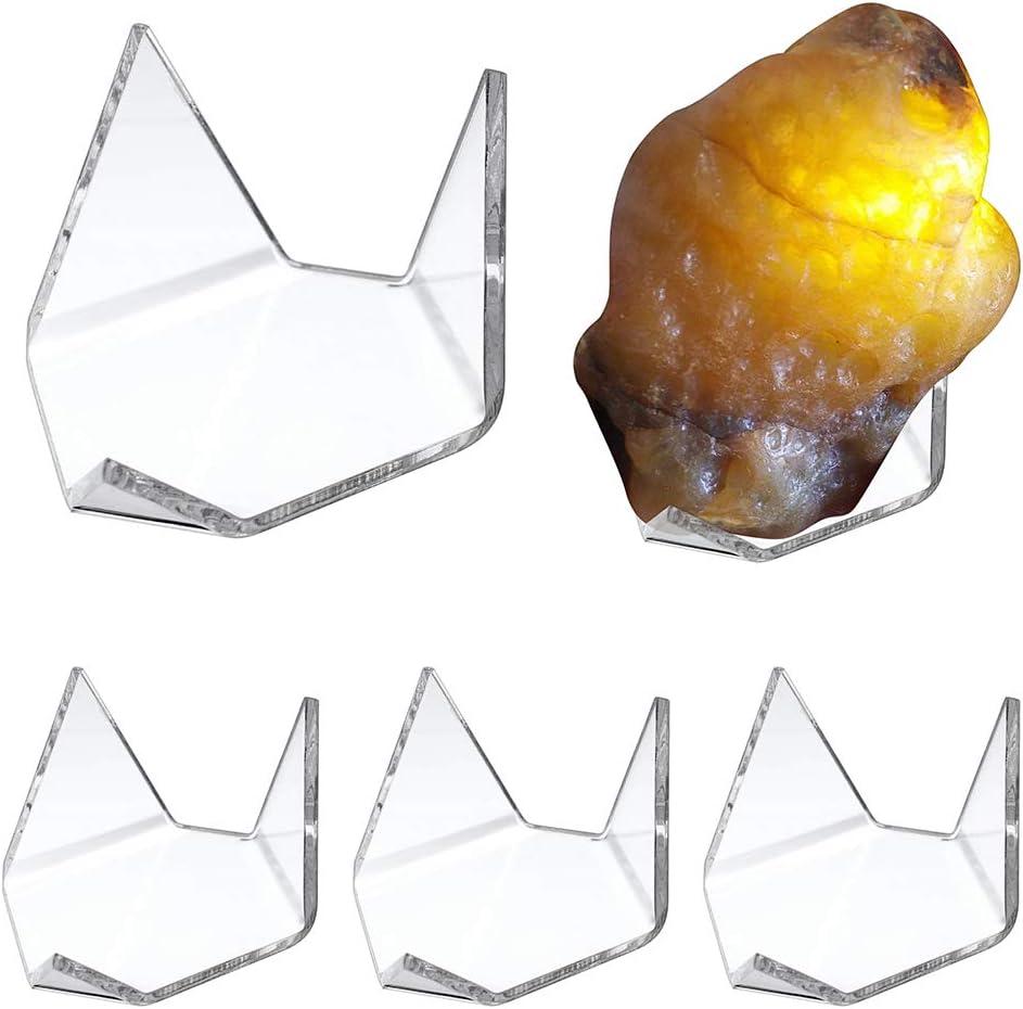 Hipiwe 5-Pack Acrylic Triangle Display Stand for Geodes Rock Mineral, Large