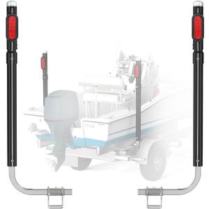 Partsam 1 Pair Boat Trailer Guides Kit, 40"/48" Adjustable Design Trailer Guide-ons Galvanized Steel Poles with Tail Light & Reflective Tape for Ski Boat/Fishing Boat/Sailboat Trailer