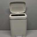 rejomiik Small Bathroom Trash Can with Lid 2.1 Gallon Soft Close Step Slim Garbage Can Waste Bin for Office, Bedroom, Kitchen, Cream