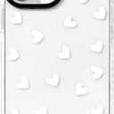 NITITOP Compatible with iPhone 13 Pro Case Cute Clear for Women Girls White Love Heart Pattern Ultra Slim with Bumper Protector Soft TPU Anti-Yellow Protective Cover - White Heart