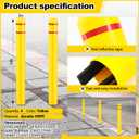 Pangda 4 Pcs Flat Top Bollard Covers Yellow and Red Bollard Post Sleeve for Home Parking Fence Pole Pipe (5" X 52")
