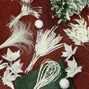 PARTY JOY 54 Pcs White Glitter Artificial Cedar Sprigs Picks Faux Cedar Branches Stems Christmas Tree Picks Sprays for Gold Christmas Tree Wreath Wedding Bouquet Winter Seasonal Holiday Decoration