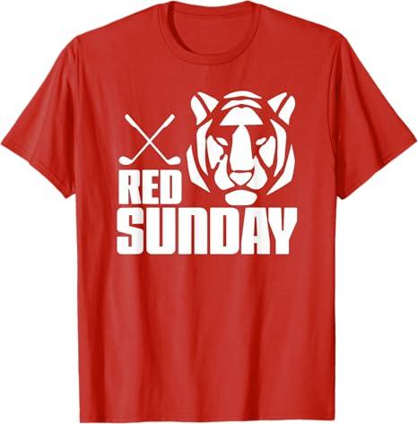 Tiger Red Sunday Golf TShirt Medium, Red 