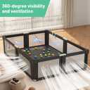 Foldable Playpen for Babies and Toddlers with Mat, 73" x 61" Playard for Indoor & Outdoor, Baby Play Pen with Soft Breathable Mesh, Pull-Link and Ocean Balls, Black