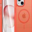 FNTCASE for iPhone 15 Case: for iPhone 14 Case & iPhone 13 Case [Compatible with Magsafe] Translucent Matte Cases with [Screen Protector] Military Grade Shockproof Protective Phone Cover - Orange