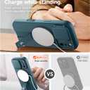 SURITCH for iPhone 17 Pro Case with Camera Control Cover, Camera Cover and Adjustable Kickstand, Compatible with MagSafe, Shockproof Bumper Protective Cases 6.3 Inch, Lake Green